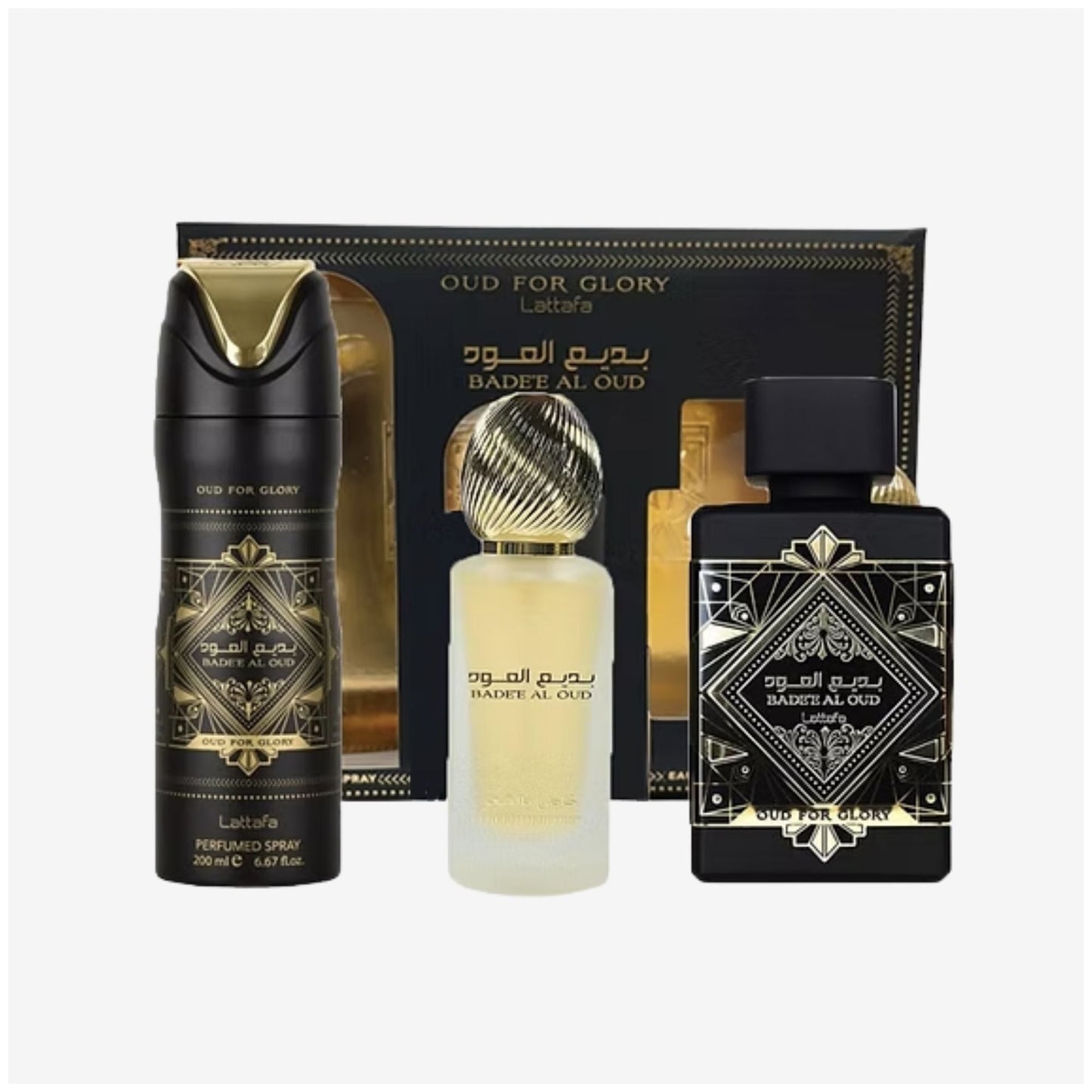 Estuche Lattafa Badee Al Oud For Glory EDP 3 Pcs