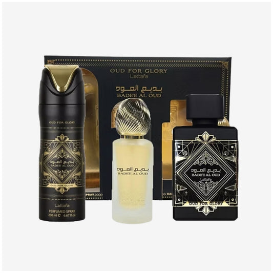 Estuche Lattafa Badee Al Oud For Glory EDP 3 Pcs