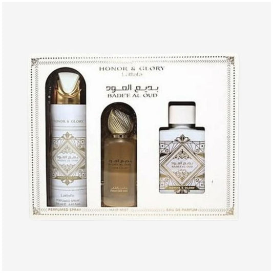 Estuche Lattafa Badee Al Oud Honor & Glory EDP 3 Pcs