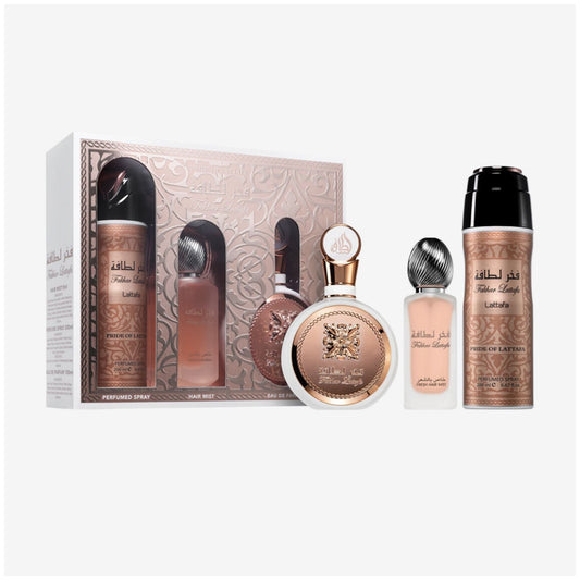 Estuche Lattafa Fakhar Ros㉠- Eau De Parfum 3 Pzs